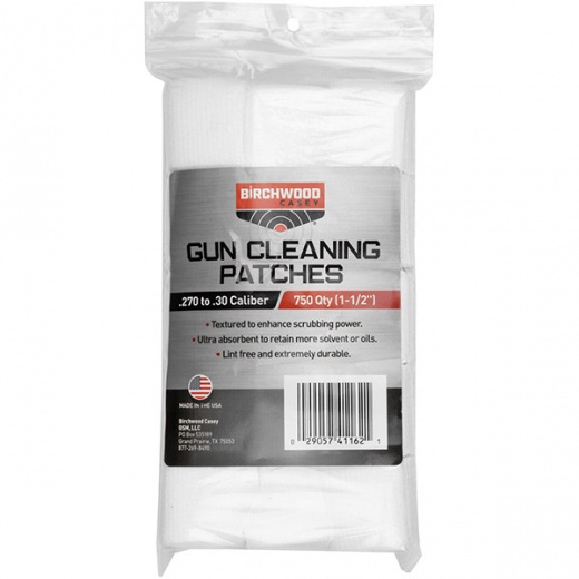 Birchwood Casey B/C Patches 1-1/2".270-.30 Cal 750Pk - Best Cleaning Patches for Firearms