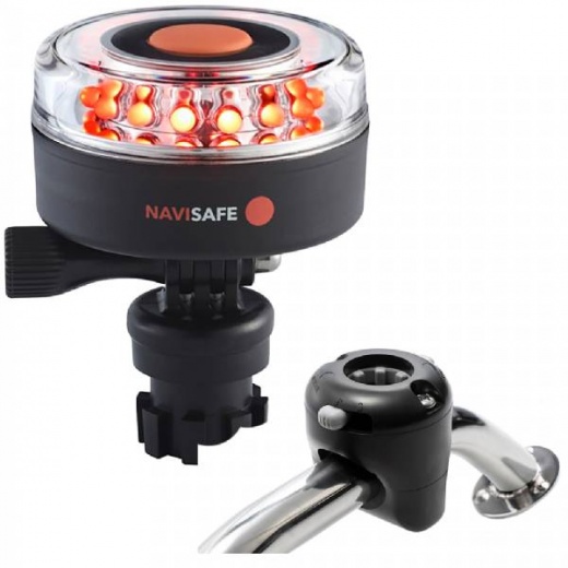 Navisafe Navilight All Red 360 Deg 2Nm with Navimount Base Rail Mount - Black