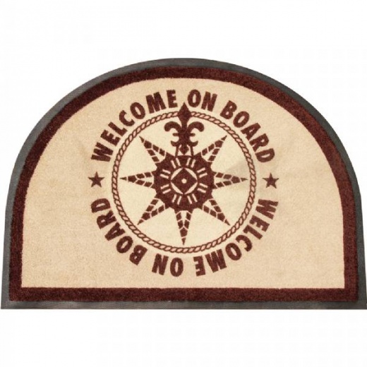 Marine Business Non-Slip Welcome On Board Half-Moon-Shaped Mat - Brown