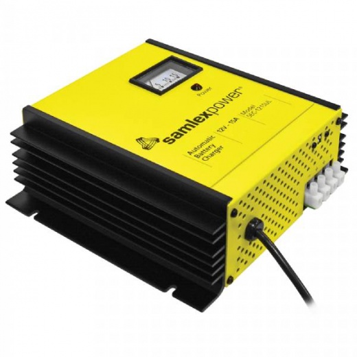 Samlex 15A Battery Charger - 12V - 3-Bank - 3-Stage w/Dip Switch and Lugs
