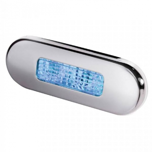 Hella Surface Mount Oblong LED Courtesy Lamp - Blue LED - Stainless
