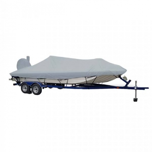 Carver Sun-Dura Extra Wide Series Styled-To-Fit Boat Cover for 20.5 Ft Aluminum Modified V Jon Boats - Grey