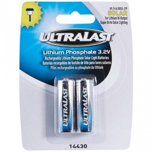 Ultralast 14430 Lithium Batteries for Solar Lighting, 2 Pack
