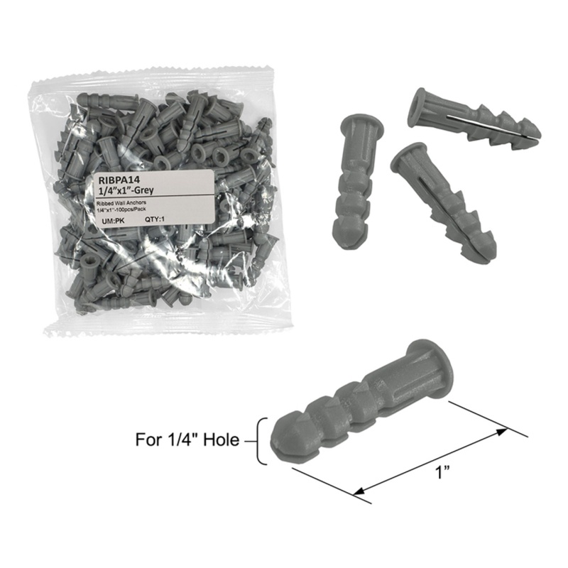 – Glass Simple Plastic Ribbed Anchor With Shoulder 100 Pack