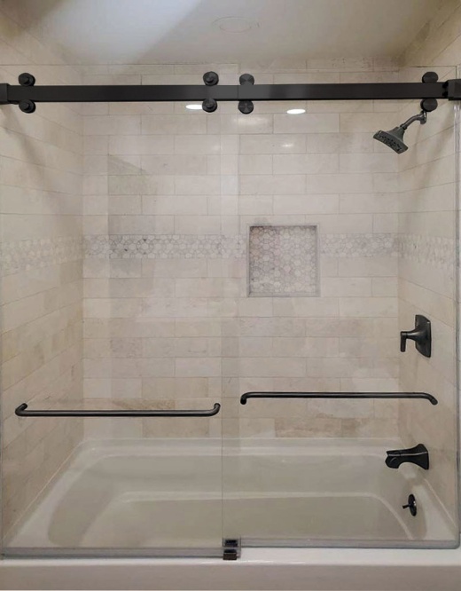 NAPA180 - FHC Napa Series 180 Degree Sliding Shower Door Kit - Compare to CAM73, SMDD73 , Matte Black