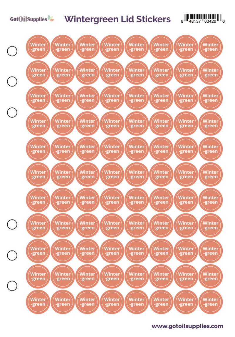 Wintergreen dōTerra Lid Stickers