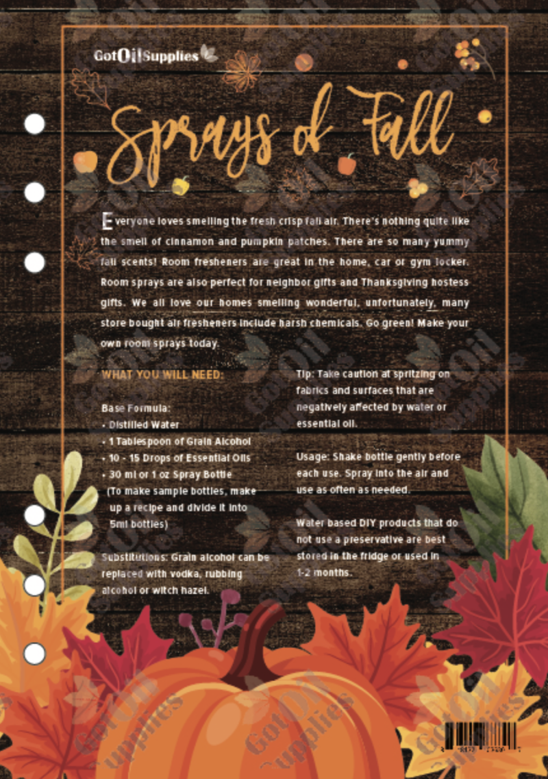 Sprays Of Fall Recipes (12 Sheets)