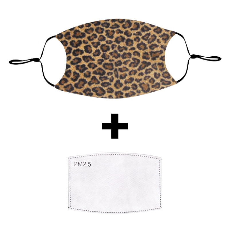Leopard Print Cloth Face Mask With Pm2.5 Filter