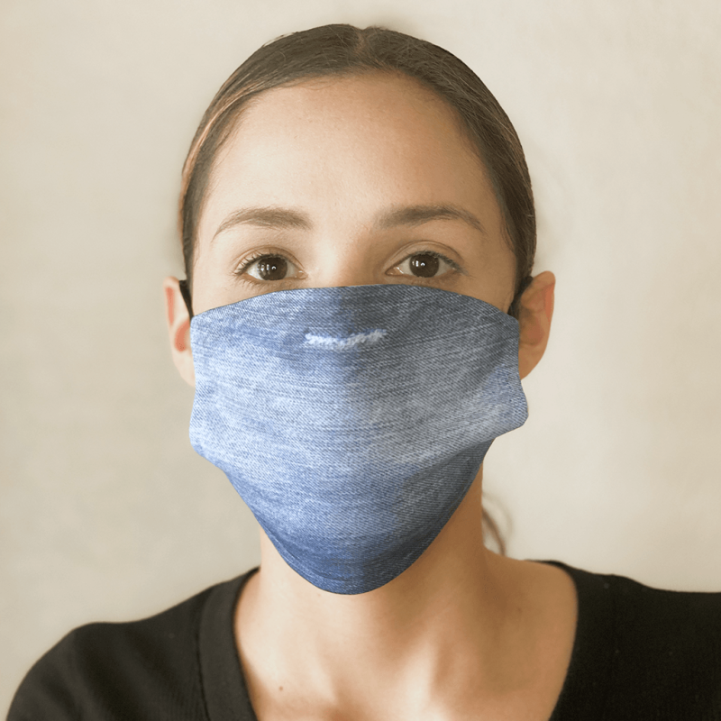 Blue Jeans Print Cloth Face Mask With Disposable Pm2.5 Filter