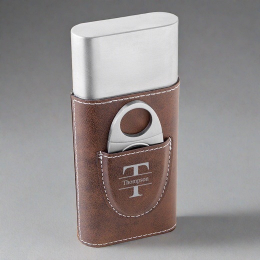 Personalized Gentleman's Reserve Cigar Holder - Rustic Brown