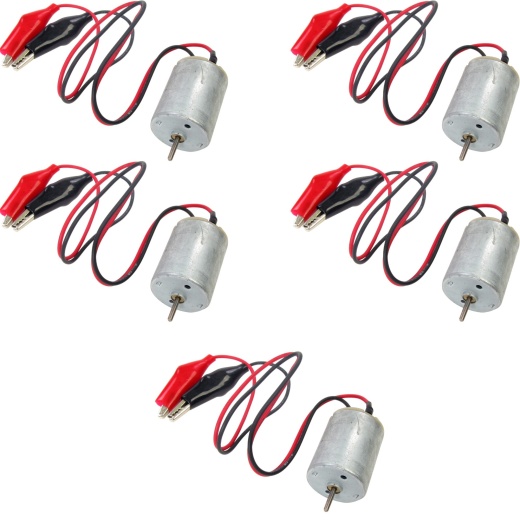 DC Motors 4.5 to 6 Volts with Insulated Alligator Leads, Pack of 5