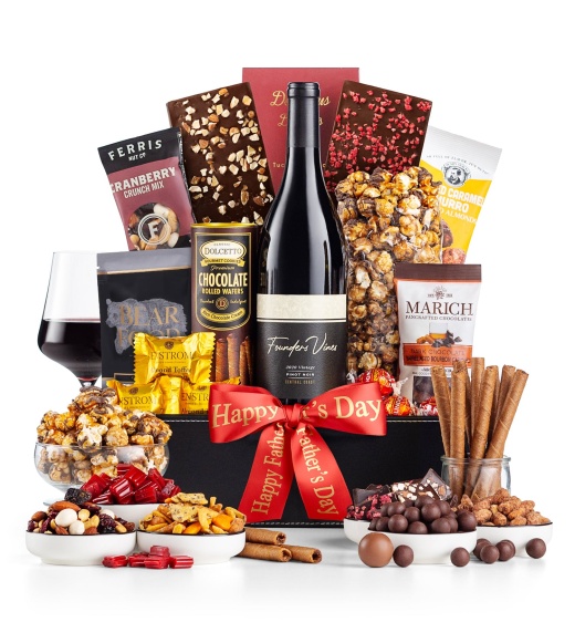 Father's Day Royal Treatment Wine Basket With Founder's Vine Pinot Noir