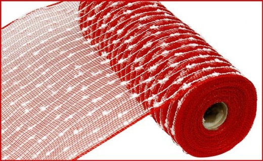10.25"X10yd Snowball With Poly Mesh - Red And White