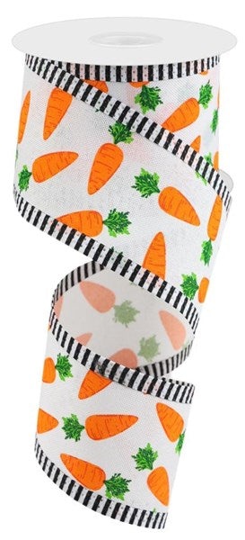 2.5"X10yd Carrots With Thin Stripe Edge Ribbon