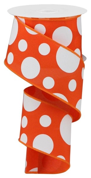 2.5"X10yd Giant Two Size Dots/Pg Fabric - Emerald Green/White