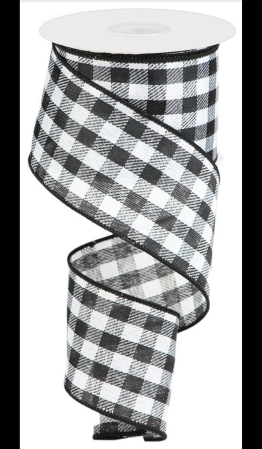 1.5 x 10yd Black & White Checkered Ribbon