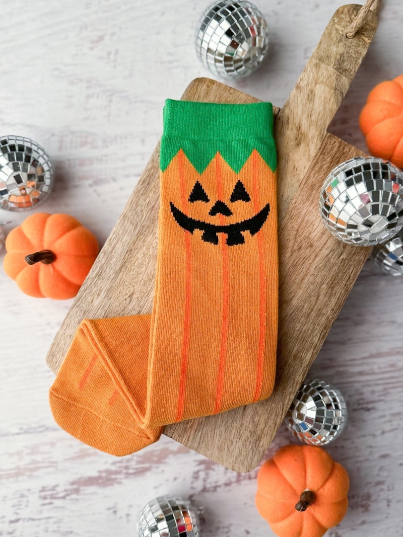 Jack-O'-Lantern With Stripes Halloween Tube Socks