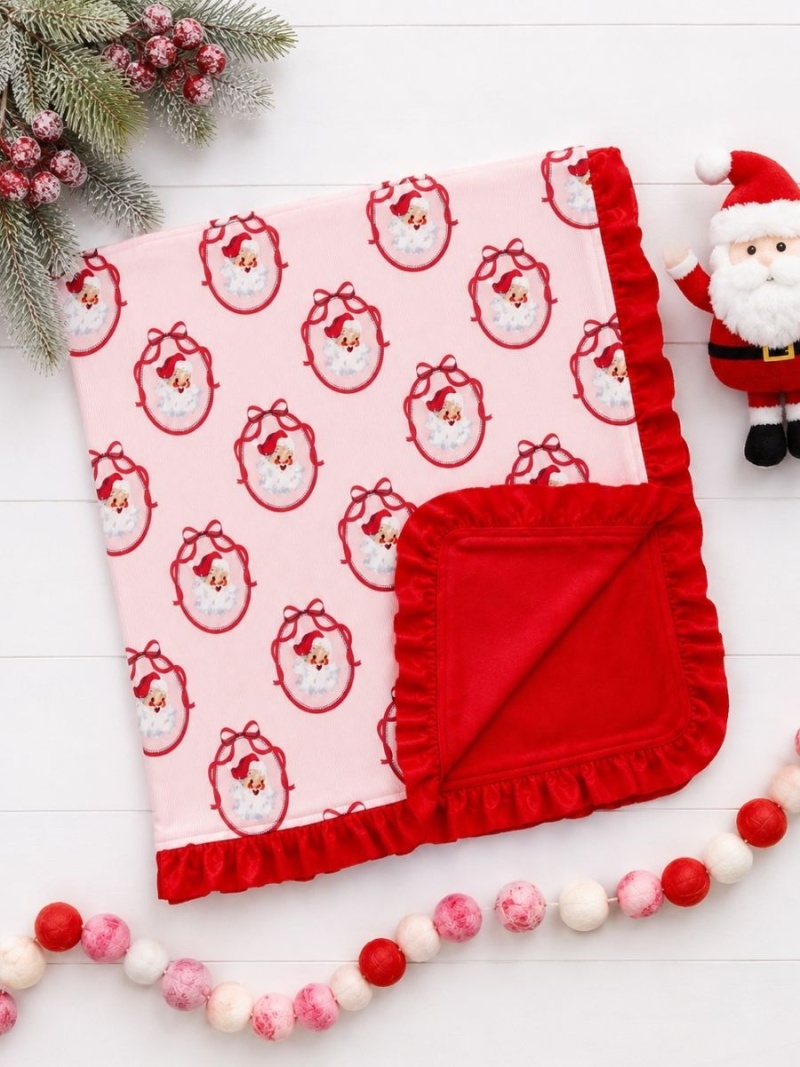Vintage Santa Christmas Minky Baby Blanket - 30" X 30"