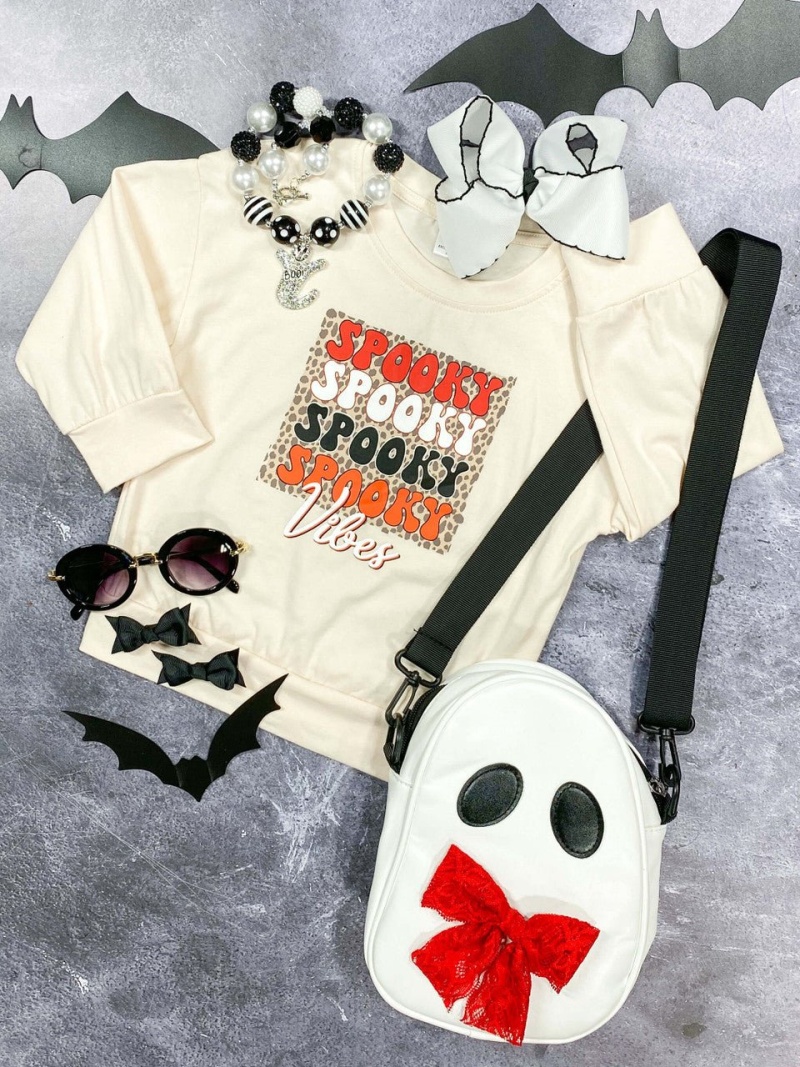 Spooky Vibes Animal Print Halloween Girls Top