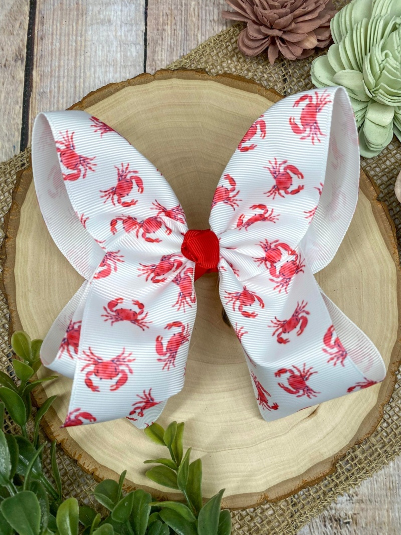 Crab Print Boutique Summer Hair Bow | Clip Or Headband