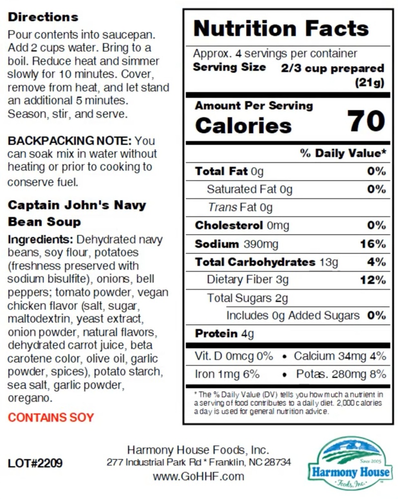 Captain John's Navy Bean Soup (2.95 Oz)