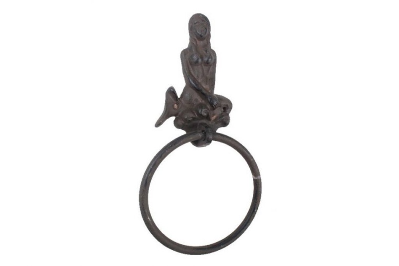 Cast Iron Mermaid Towel Holder 8.5"