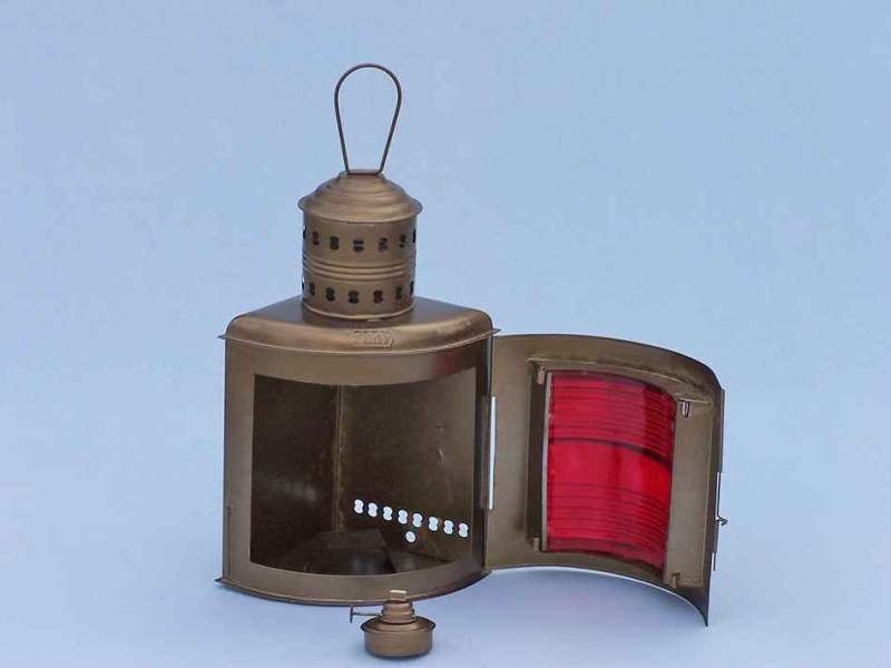 Antique Brass Port And Starboard Oil Lantern 17"