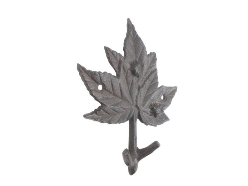 Cast Iron Maple Tree Leaf Decorative Metal Tree Branch Hook 6.5"