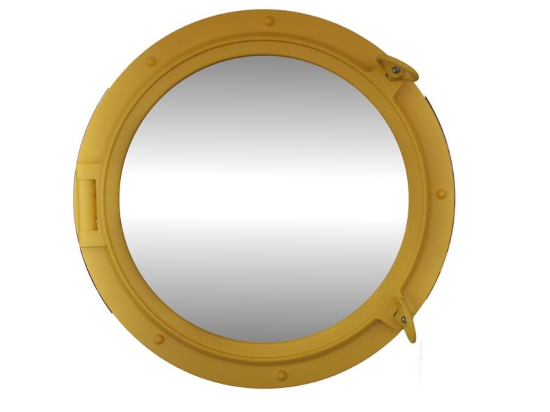 Yellow Decorative Ship Porthole Mirror 24"