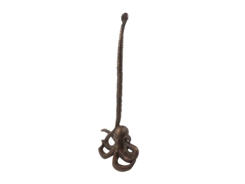 Rustic Copper Cast Iron Octopus Toilet Paper Stand 19"