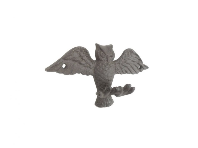 Cast Iron Flying Owl Decorative Wall Hook 6"