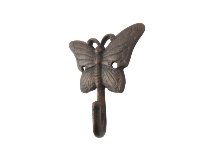 Rustic Copper Cast Iron Butterfly Hook 6"