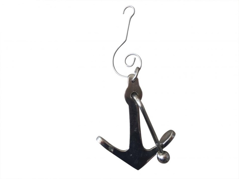 Chrome Admiralty Anchor Christmas Ornament 6"
