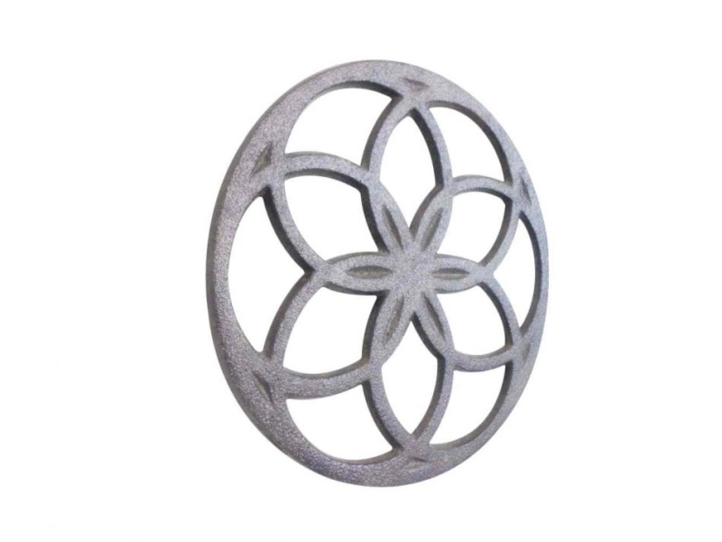 Cast Iron Decorative Metal Seed Of Life Kitchen Trivet 7"
