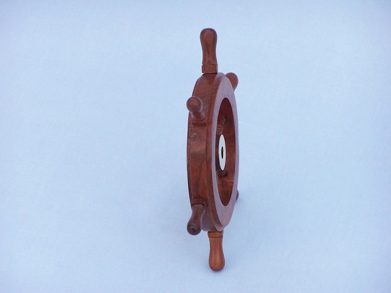 Deluxe Class Wood And Brass Decorative Ship Wheel 6"