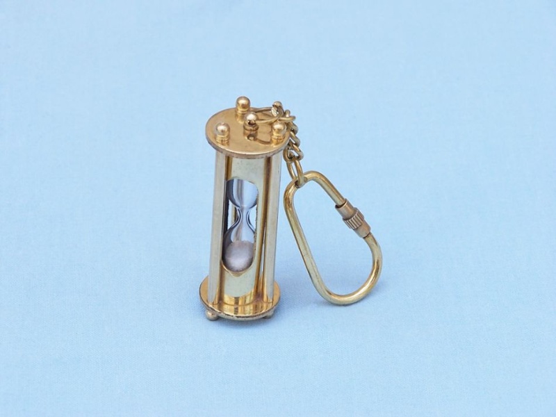 Solid Brass Hour Glass Key Chain 6"
