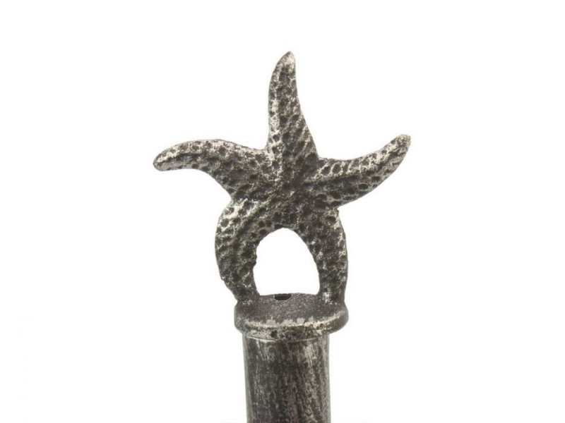 Rustic Silver Cast Iron Starfish Extra Toilet Paper Stand 15"