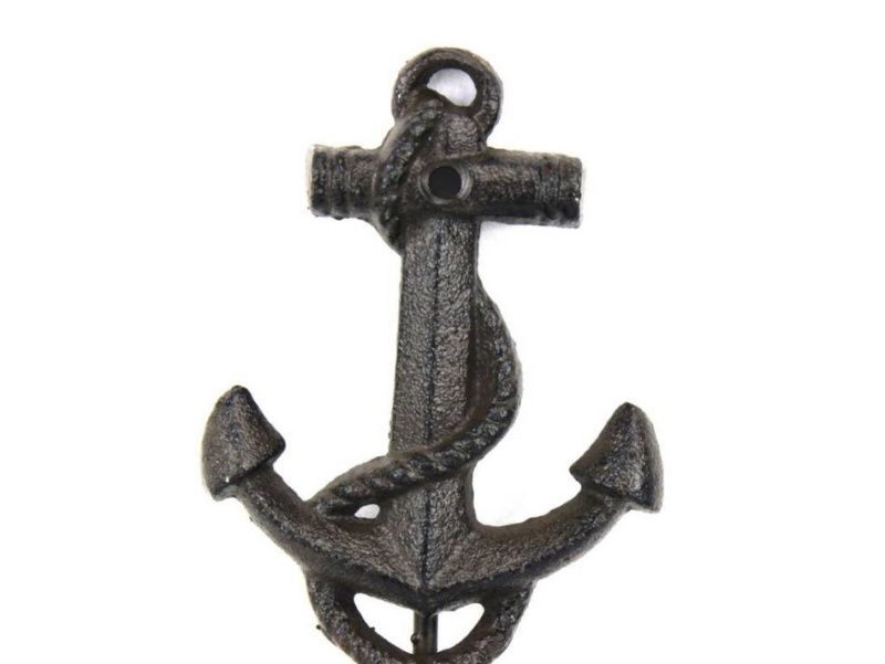 Rustic Black Cast Iron Anchor Hook 7"