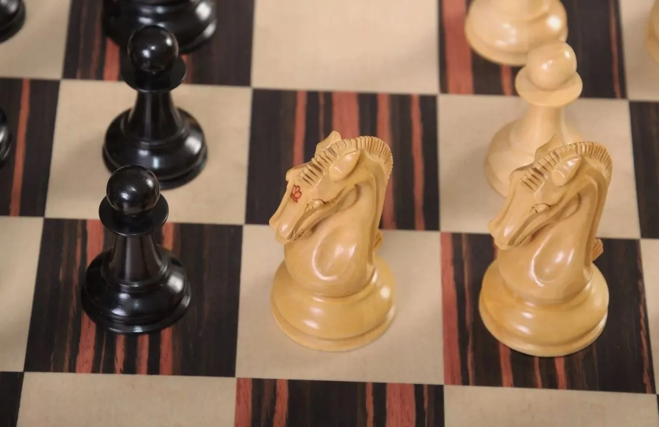 3.75 Ebony Wood Staunton Chess Pieces Set SINQUEFIELD- 2019 St. Louis  Series 4Q