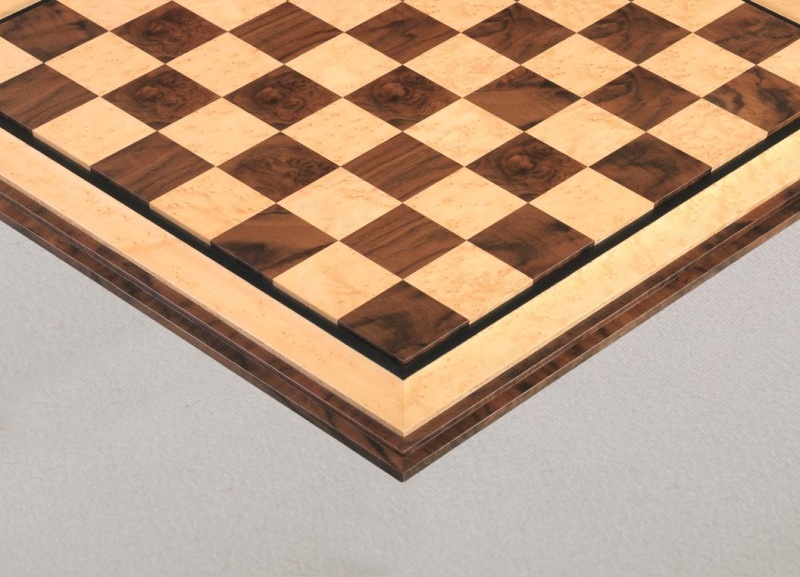 Signature Contemporary Vi Luxury Chess Board - Walnut Burl / Bird's Eye Maple - 2.5" Squares