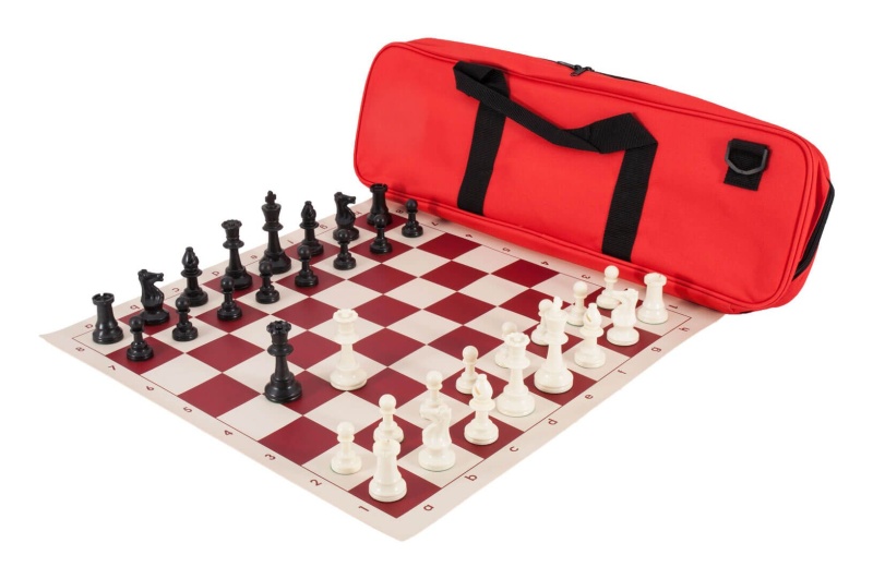 Deluxe Chess Set Combination And Single Weighted Regulation Pieces | Vinyl Chess Board | Deluxe Bag