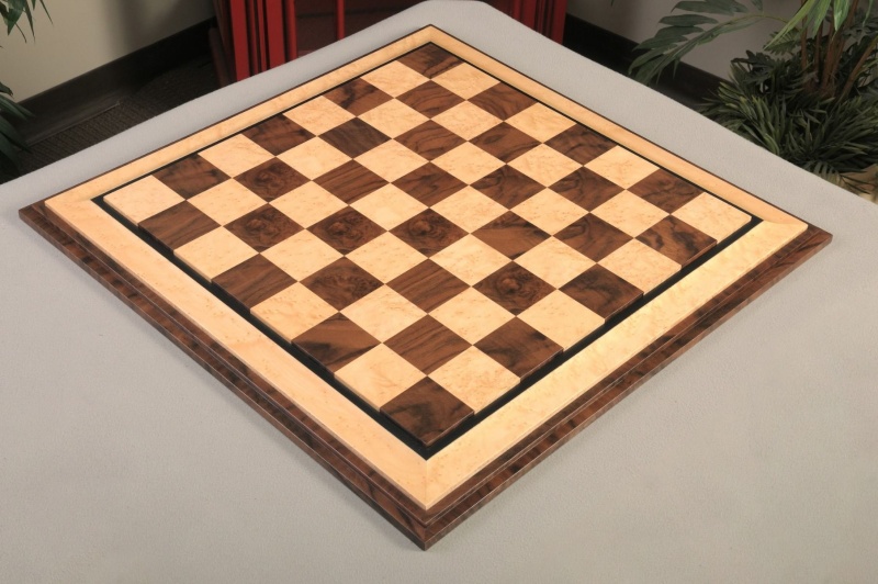 Signature Contemporary Vi Luxury Chess Board - Walnut Burl / Bird's Eye Maple - 2.5" Squares