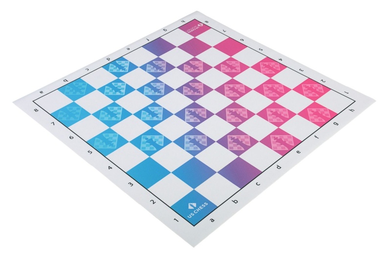 Us Chess Women - Full Color Thin Mousepad Chess Board - Blue