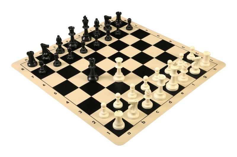 Regulation Tournament Chess Pieces And Silicone Chess Board Combo - Triple Weighted