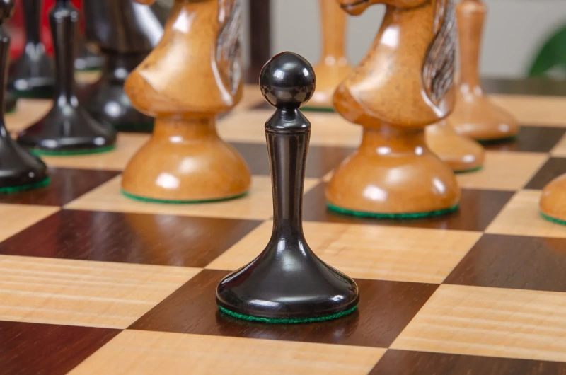 Reproduced 1910 Circa Lasker–Schlechter World Championship Chessmen in  Genuine Ebony Wood & Boxwood - 4.4 King