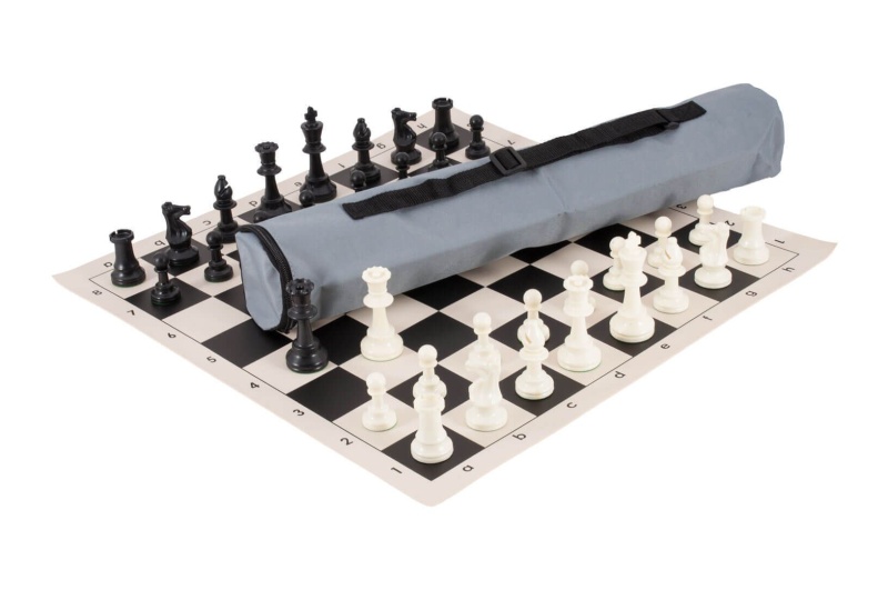 Quiver Chess Set Combination - Single Weighted Regulation Pieces | Vinyl Chess Board | Quiver Bag