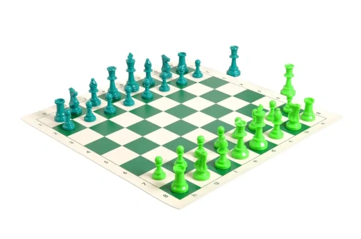 ChessKid Standard Chess Set Combination - Single Weighted Regulation Pieces, Vinyl Chess Board