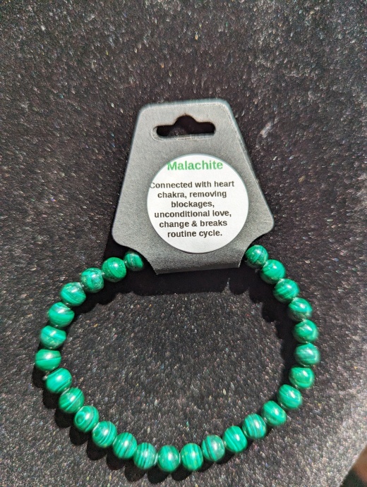 Malachite Crystal Bracelet - 8 Mm. Beads - Unconditional Love and Positive Change