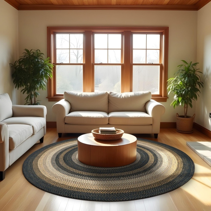 Kilimanjaro Black Jute Braided Round Rugs - 6'