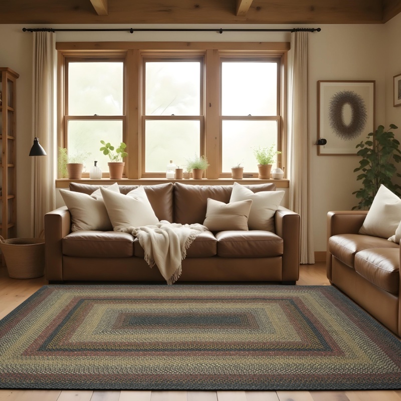 Enigma Black, Khaki Cotton Braided Rug